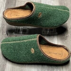 Flexus Green Felt Clogs Slip On Comfort Shoes Women Size 39